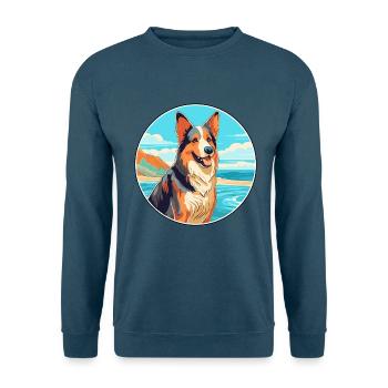 Böhmischer Schäferhund, Rasse, Cartoon, Kawaii, Clipart - Unisex Pullover - Indigoblau - Vorne
