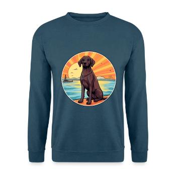Berger de Beauce Hund Rasse Cartoon Kawaii Clipart - Unisex Pullover - Indigoblau - Vorne