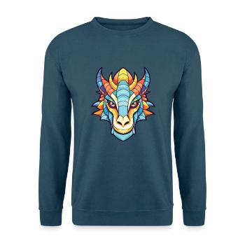 Drache Buntes Aquarell Tier Haustier Illustration - Unisex Pullover - Indigoblau - Vorne