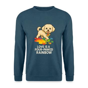 Love is a Four-Pawed Rainbow – Pride Hund - Unisex Pullover - Indigoblau - Vorne
