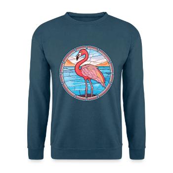Flamingo Buntes Aquarell Tier Illustration - Unisex Pullover - Indigoblau - Vorne