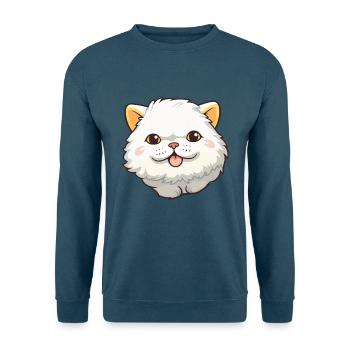 Selkirk Rex Katze Cartoon Aquarell Illustration - Unisex Pullover - Indigoblau - Vorne