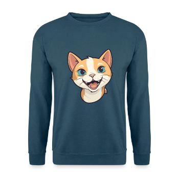 Deutsche Rex-Katze-Karikatur Aquarell-Illustration - Unisex Pullover - Indigoblau - Vorne