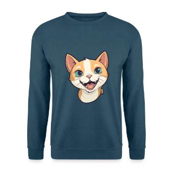 Deutsche Rex-Katze-Karikatur Aquarell-Illustration - Unisex Pullover - Indigoblau - Vorne