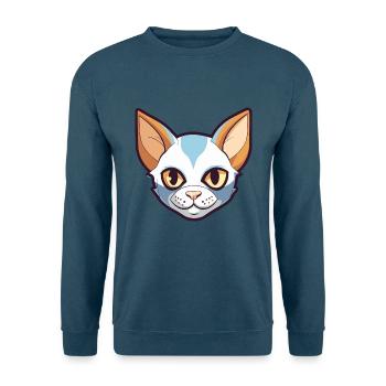 Javanische Katze Karikatur Aquarell Illustration - Unisex Pullover - Indigoblau - Vorne