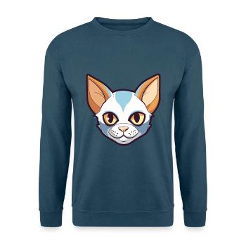 Javanische Katze Karikatur Aquarell Illustration - Unisex Pullover - Indigoblau - Vorne