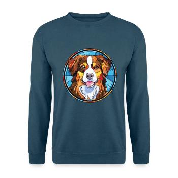 Englischer Schäferhund Rasse Aquarell Illustration - Unisex Pullover - Indigoblau - Vorne
