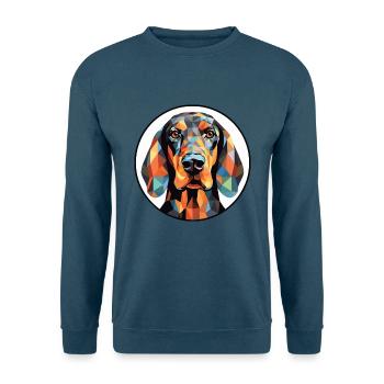 Schwarz und Tan Coonhound Hunderasse Aquarellglas - Unisex Pullover - Indigoblau - Vorne