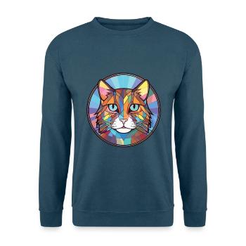 Hauskatze buntes Aquarell Haustier Illustration - Unisex Pullover - Indigoblau - Vorne
