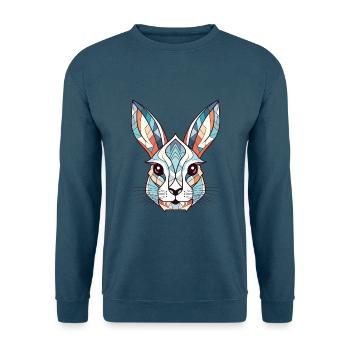 Weißes Kaninchen Bunte Aquarell-Tierkarikatur - Unisex Pullover - Indigoblau - Vorne