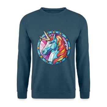 Einhorn-Bunte Aquarell-Tierillustration - Unisex Pullover - Indigoblau - Vorne