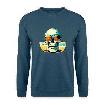 Skull with sunglasses on Beach - Unisex Pullover - Indigoblau - Vorne