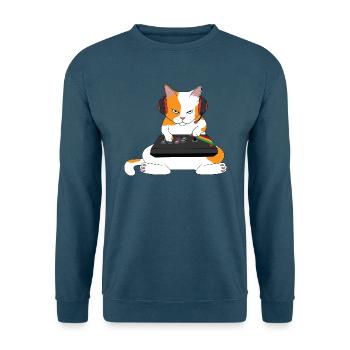 Cooles Gaming Katzen Shirt - Zocker Katze Cat Gift - Unisex Pullover - Indigoblau - Vorne
