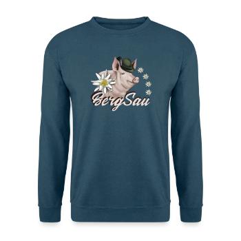 Bergsau Bergsteigen Klettern Schwein Edelweiß - Unisex Pullover - Indigoblau - Vorne