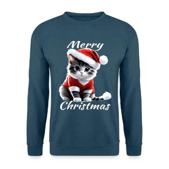 Weihnachtskätzchen im Santa-Outfit - Unisex Pullover - Indigoblau - Vorne
