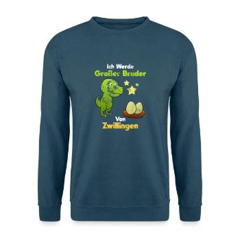 Großer Bruder Zwillinge Dinosaurier Nachwuchs - Unisex Pullover - Indigoblau - Vorne