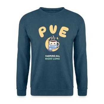 Cozy Gamer PvE Farming All Night Long Design - Unisex Pullover - Indigoblau - Vorne