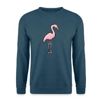 Aquarell Flamingo Pink Silhouette - Unisex Pullover - Indigoblau - Vorne
