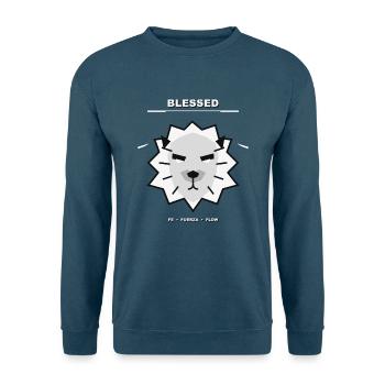 Gesegneter Löwe: Glaube, Kraft, Fluss - Unisex Pullover - Indigoblau - Vorne
