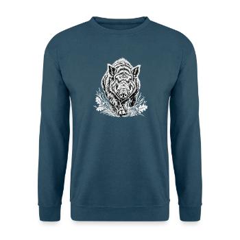 Wilder Wildschwein Linienzeichnung - Unisex Pullover - Indigoblau - Vorne
