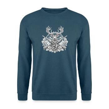 Hirschkopf mit Gewehren im Wald - Unisex Pullover - Indigoblau - Vorne