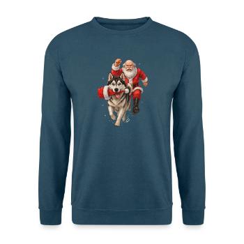 Husky klaut Weihnachtsmannmütze - Unisex Pullover - Indigoblau - Vorne