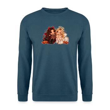 Cute Halloween Witch & Black Cat - Unisex Pullover - Indigoblau - Vorne