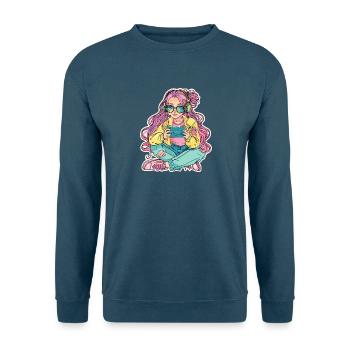 Gamer Mädchen Cartoon Look - Unisex Pullover - Indigoblau - Vorne