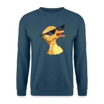Quakende Meme-Ente mit Sonnenbrille - Unisex Pullover - Indigoblau - Vorne
