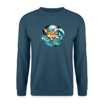 Ein Fuchs, König der Surf-Welle - Unisex Pullover - Indigoblau - Vorne