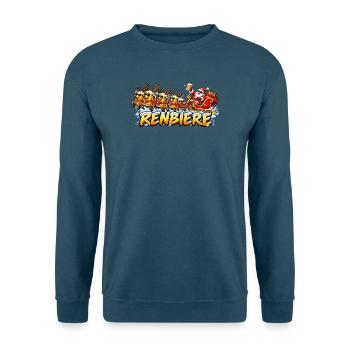 Weihnachtsbier-Schlitten mit Santa - Unisex Pullover - Indigoblau - Vorne