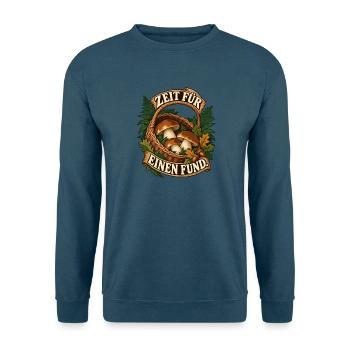Zeit für einen Pilzfund im Waldkorb - Unisex Pullover - Indigoblau - Vorne