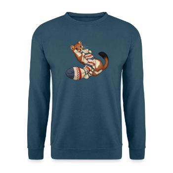 Hermelin ringt mit einer wolligen Socke - Unisex Pullover - Indigoblau - Vorne