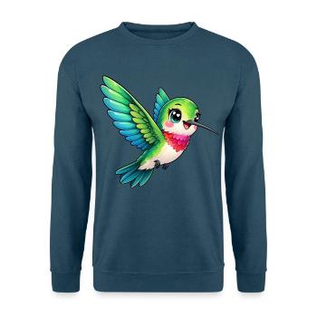Kawaii Kolibri – Kleiner schillernder Flugkünstler - Unisex Pullover - Indigoblau - Vorne
