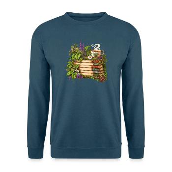 Bücherwald aus Kräutern und Tee - Unisex Pullover - Indigoblau - Vorne