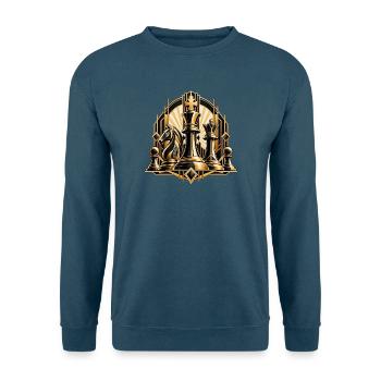 Schachmotiv Art Deco - Edles Schach Design - Unisex Pullover - Indigoblau - Vorne