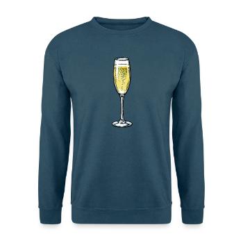 Sektglas mit Blasen Design - Unisex Pullover - Indigoblau - Vorne