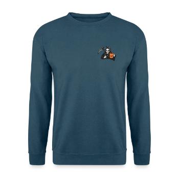 Halloween Sensenmann  mit Kaffeebecher - Unisex Pullover - Indigoblau - Vorne