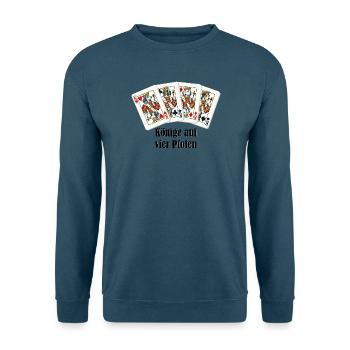 Könige auf vier Pfoten – Vier Hundekönige - Unisex Pullover - Indigoblau - Vorne