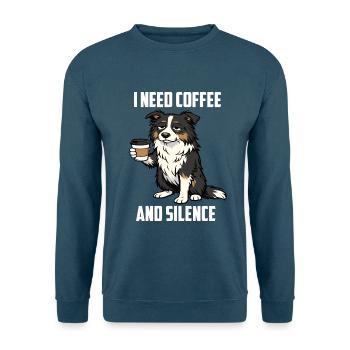 I Need Coffee and Silence Australian Shepherd  - Unisex Pullover - Indigoblau - Vorne