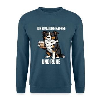 Ich Brauche Kaffee und Ruhe Australian Shepherd  - Unisex Pullover - Indigoblau - Vorne