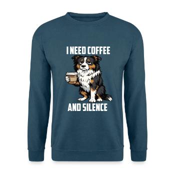 I Need Coffee and Silence Australian Shepherd  - Unisex Pullover - Indigoblau - Vorne