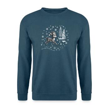 Rentier im Schnee /reindeer snowflakes Weihnachten - Unisex Pullover - Indigoblau - Vorne