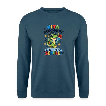 Kita geschafft Einschulung Dino - Unisex Pullover - Indigoblau - Vorne