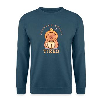 Professionell Müde Capybara Kaffee Bürohumor - Unisex Pullover - Indigoblau - Vorne