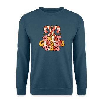 Sweet Christmas Vibes Zuckerstange Retro Groovy - Unisex Pullover - Indigoblau - Vorne