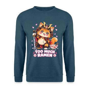 Zu Viel Ramen Lustige Samurai Katze Anime Kawaii - Unisex Pullover - Indigoblau - Vorne