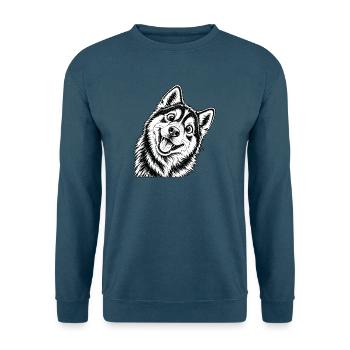 Fröhliche Husky Design - Unisex Pullover - Indigoblau - Vorne