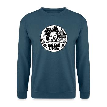 Baby an Bord Elsasser Storch Elsässer Haus - Unisex Pullover - Indigoblau - Vorne