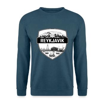 Reykjaviker Island-Schildwappen Hallgrimskirkja - Unisex Pullover - Indigoblau - Vorne
